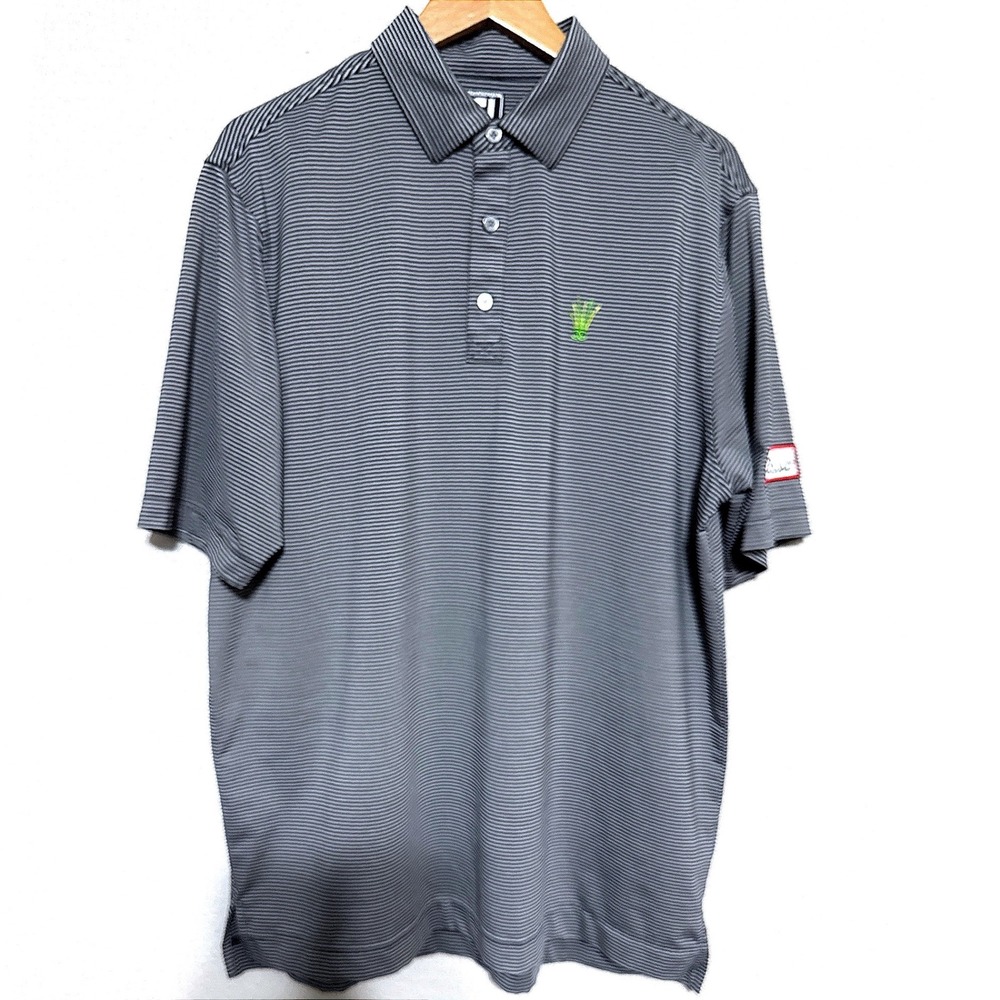 FootJoy Athletic‎ Fit Striped Golf Polo Shirt Mens XL Navy White Titleist Logo